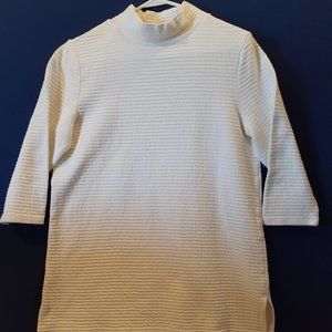 Chicos Ribbed 3/4 Sleeve Mock Neck Knit Top Size 2 White
